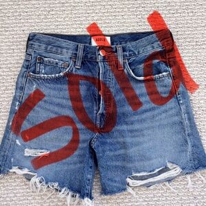 Sold!!!! Agolde Women’s Size 25 Parker Shorts Denim Button Fly 100% Cotton